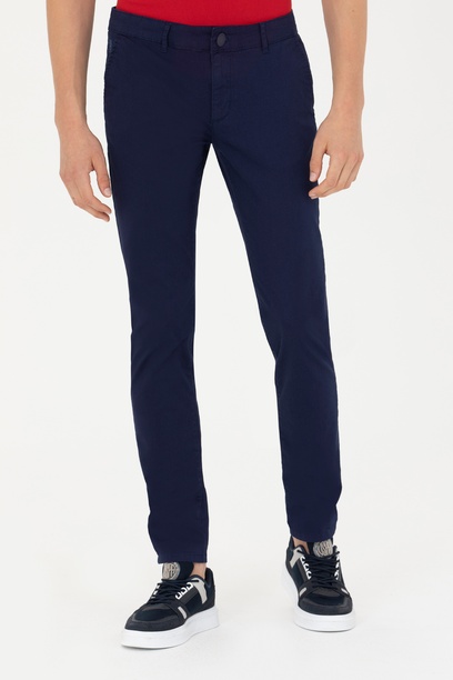 Erkek Slim Fit Lacivert Kanvas Pantolon