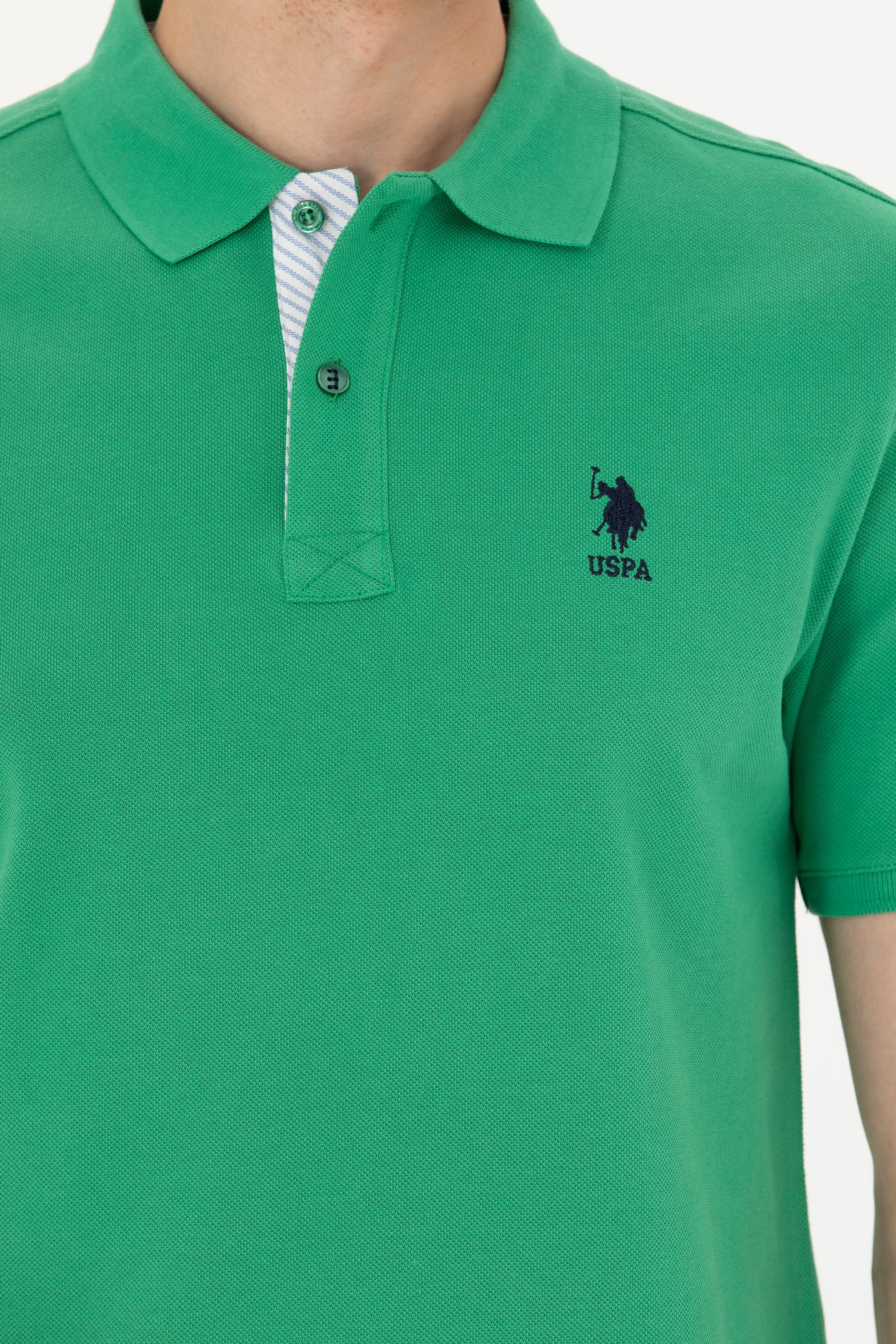 Erkek Yeşil Basic Polo Yaka Tişört - Image 7