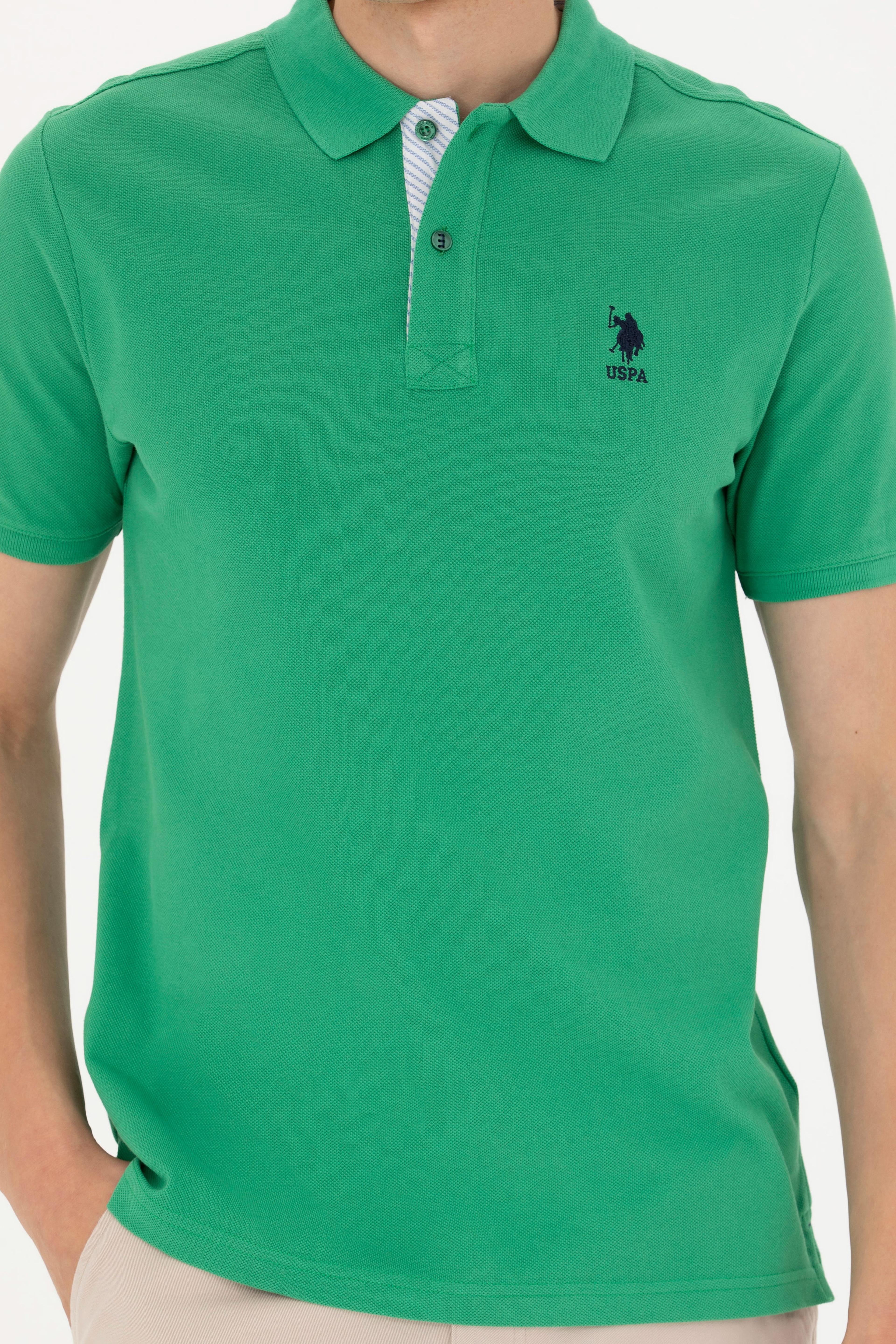 Erkek Yeşil Basic Polo Yaka Tişört - Image 6