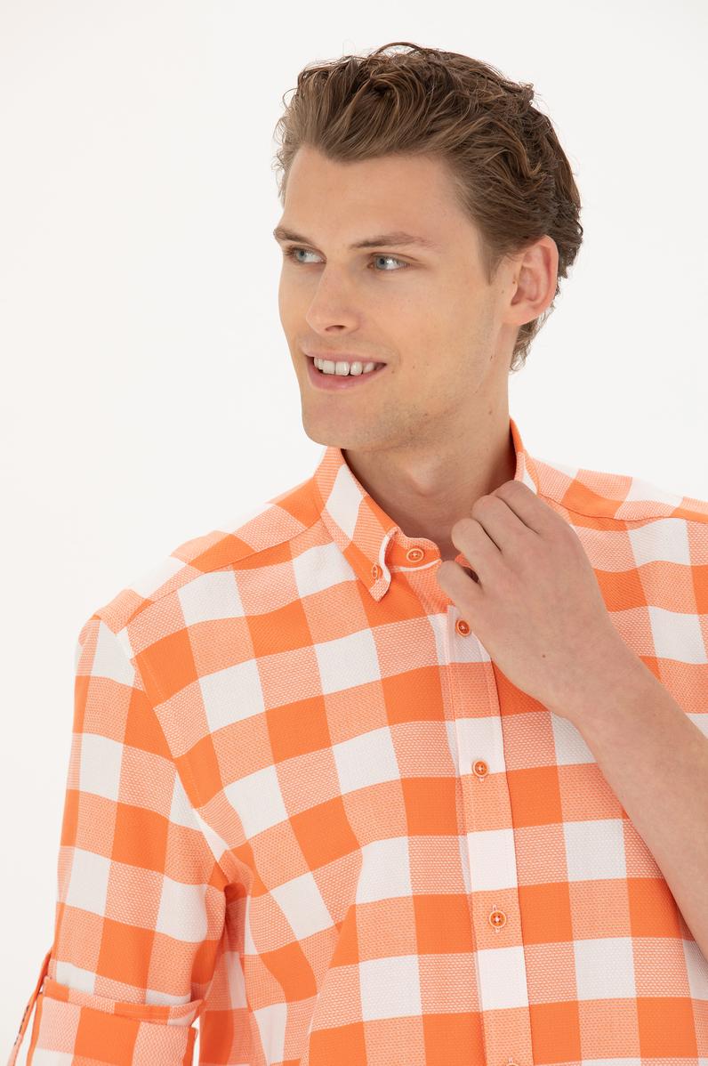 Erkek Turuncu Uzun Kollu Gömlek