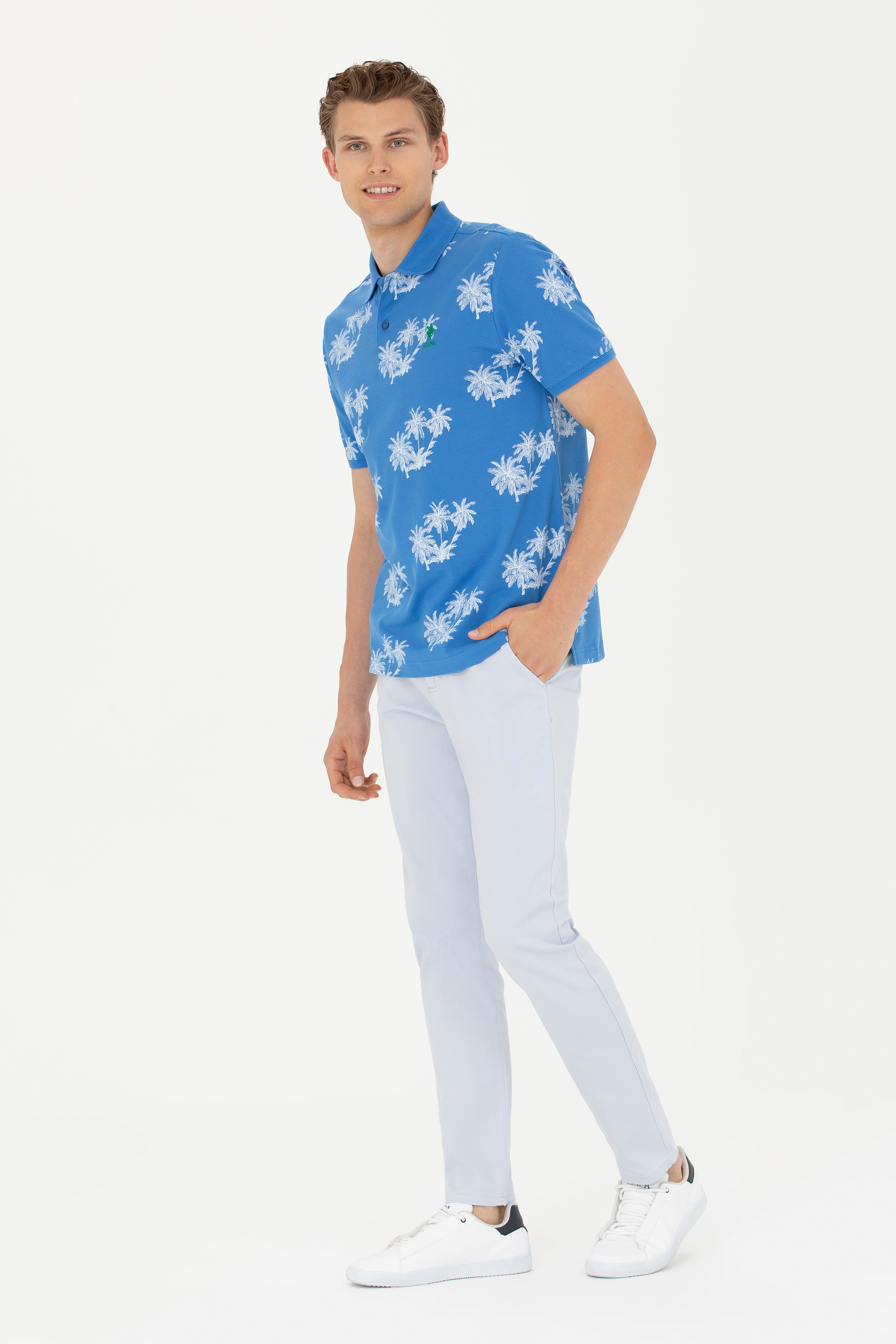 Erkek Slim Fit Açık Mavi Kanvas / Chino Pantolon - Image 3