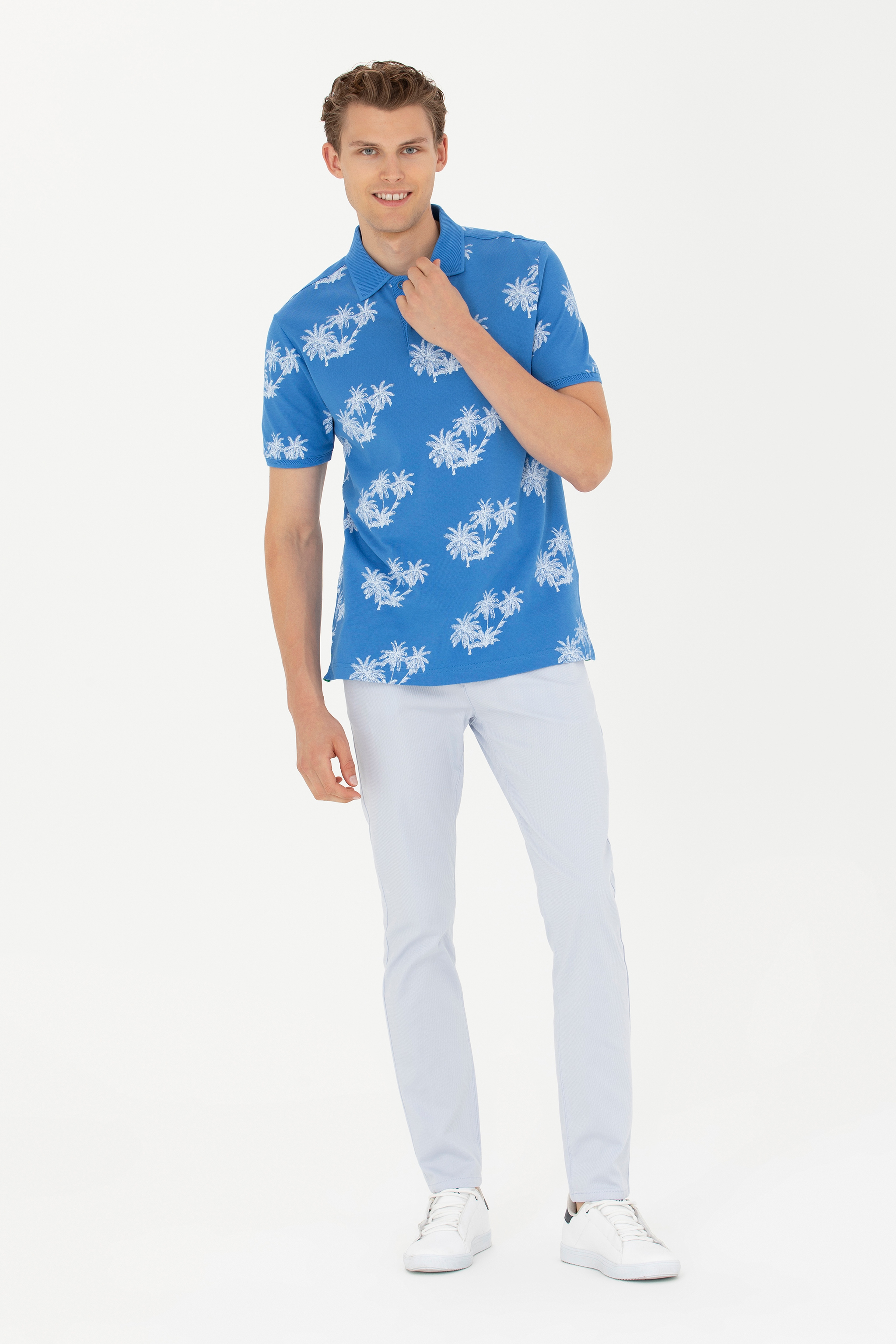 Erkek Slim Fit Açık Mavi Kanvas / Chino Pantolon - Image 1