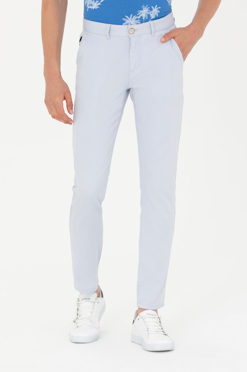 Erkek Slim Fit Açık Mavi Kanvas / Chino Pantolon