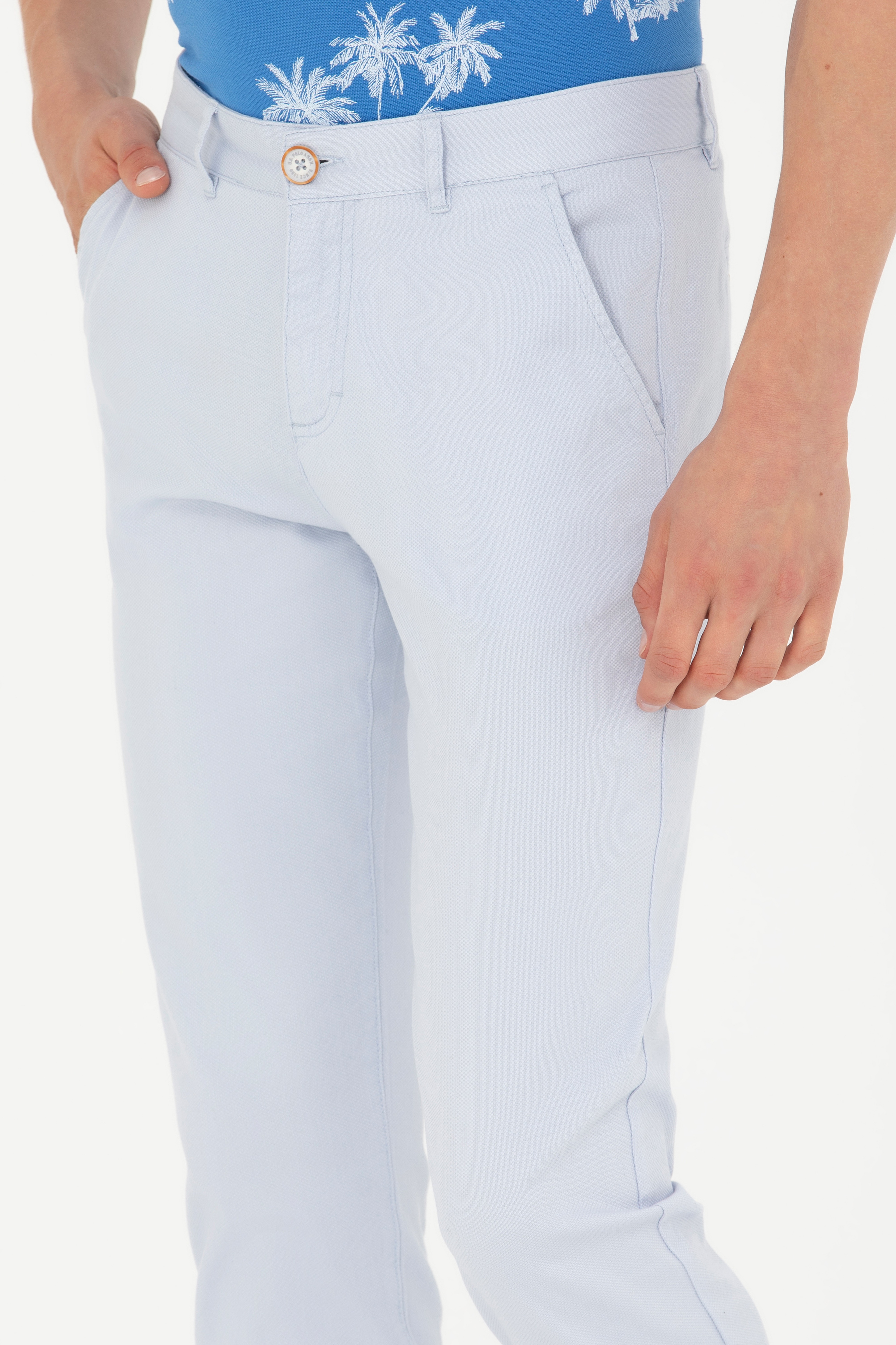 Erkek Slim Fit Açık Mavi Kanvas / Chino Pantolon - Image 6