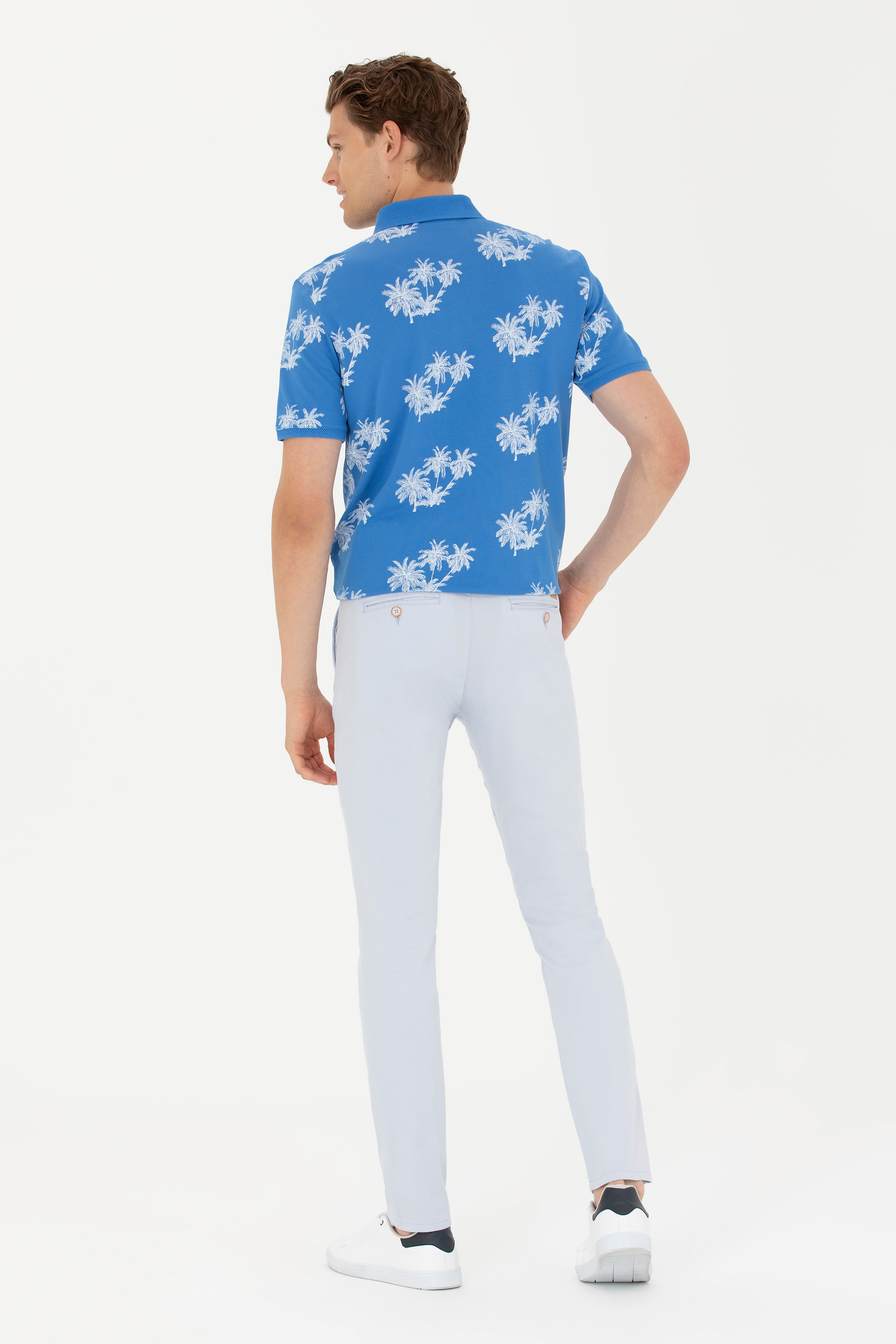 Erkek Slim Fit Açık Mavi Kanvas / Chino Pantolon