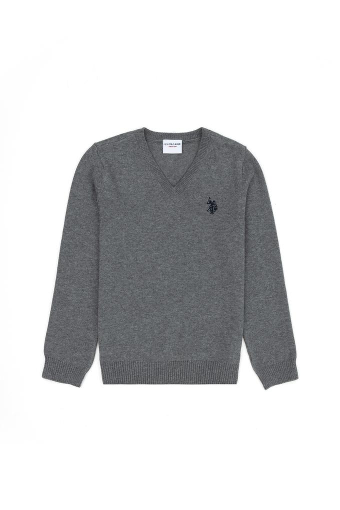 Erkek Çocuk Gri Melanj Basic Kazak