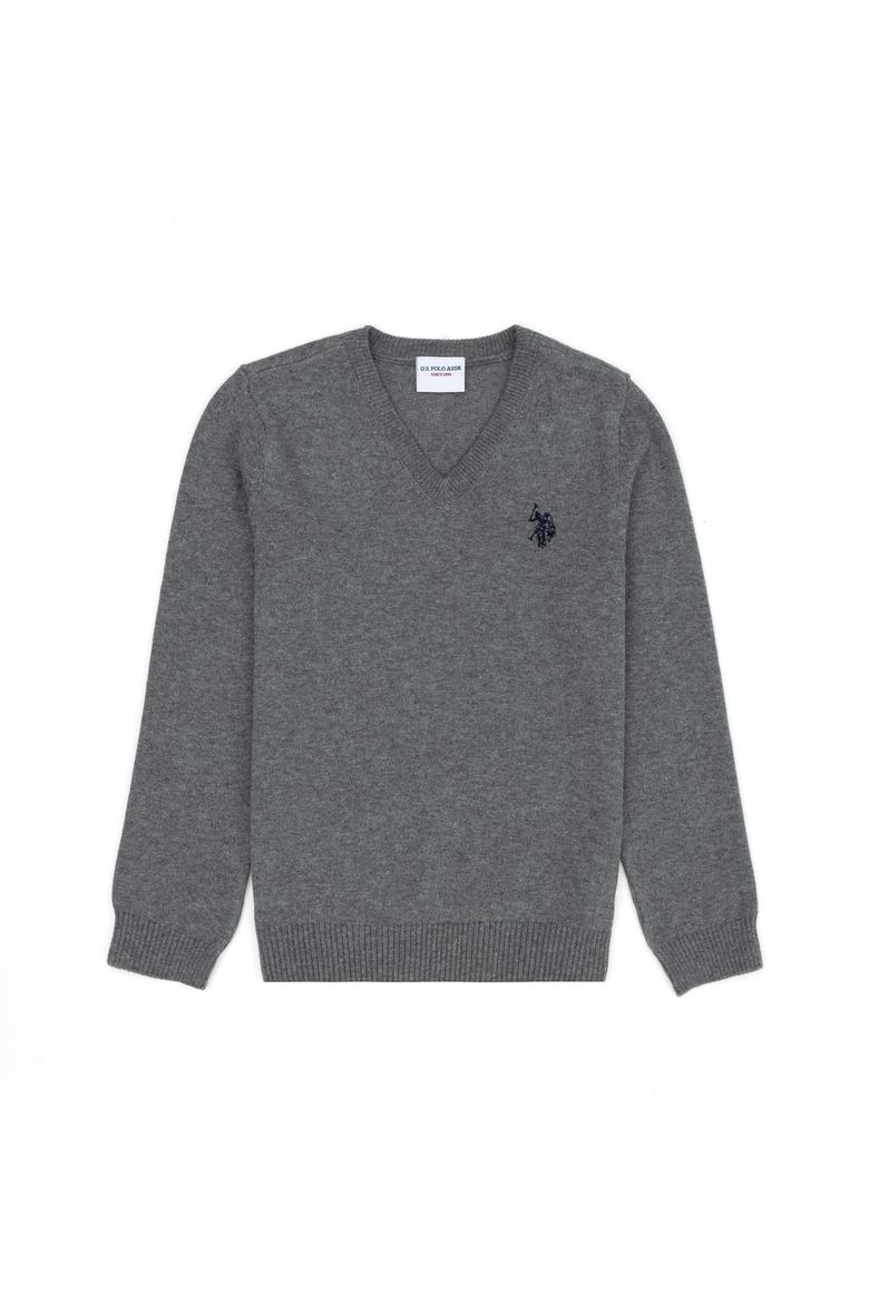 Erkek Çocuk Gri Melanj Basic Kazak