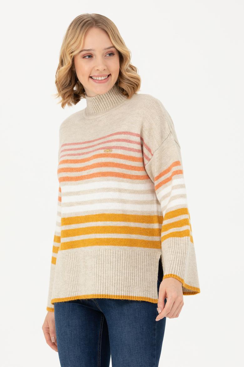 Kadın Taş Balıkçı Yaka Kazak