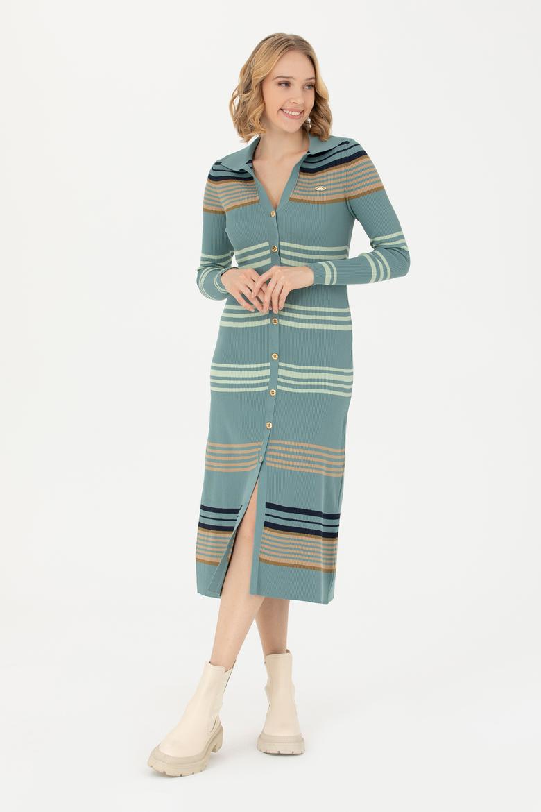 Kadın Petrol Triko Elbise