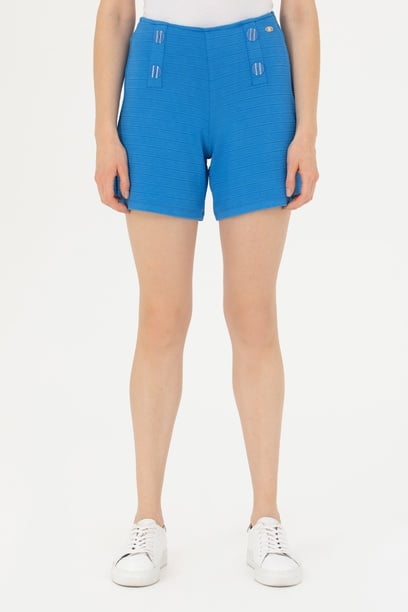 Kadın Saks Örme Şort