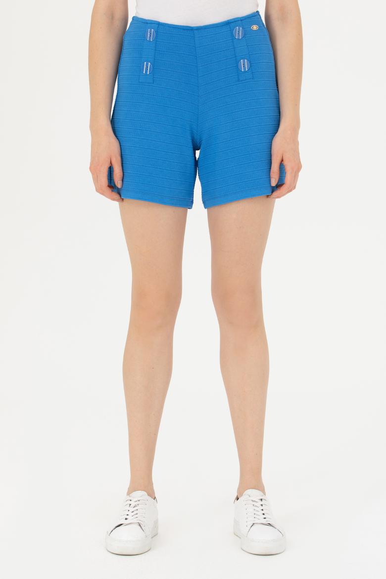 Kadın Saks Örme Şort - 50263791044