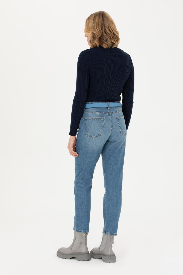 Kadın Koyu Mavi Jean Pantolon - 50272304008