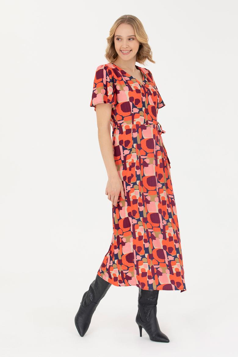 Kadın Turuncu Dokuma Elbise - 50273348019