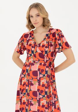 Kadın Turuncu Dokuma Elbise - 50273348019