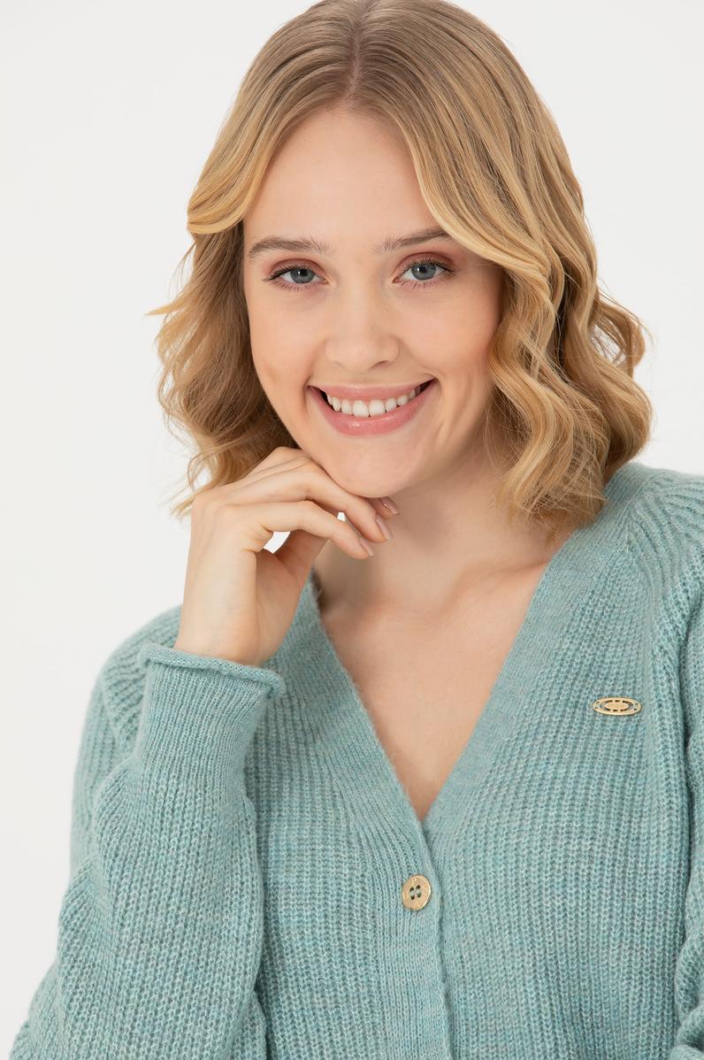 Kadın Mint Triko Hırka