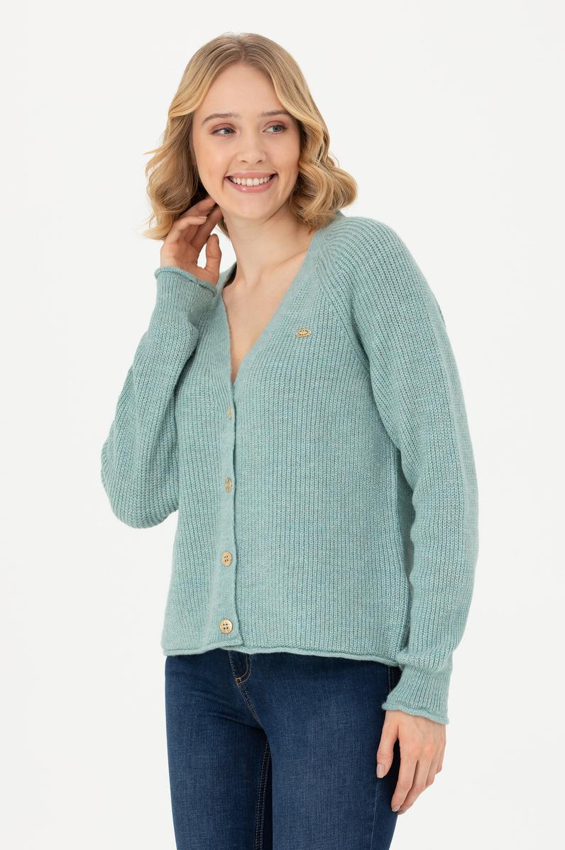 Kadın Mint Triko Hırka