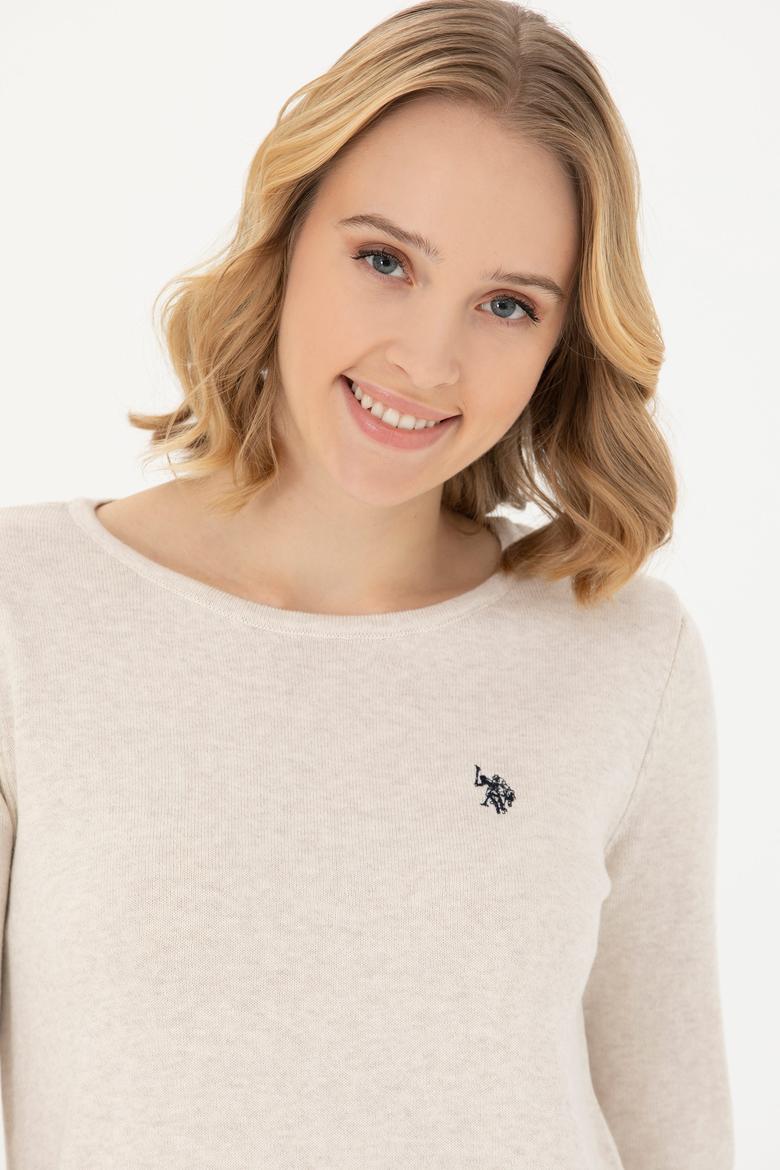 Kadın Taş Melanj Bisiklet Yaka Kazak - 50277262011