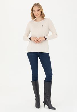 Kadın Taş Melanj Bisiklet Yaka Kazak - 50277262011