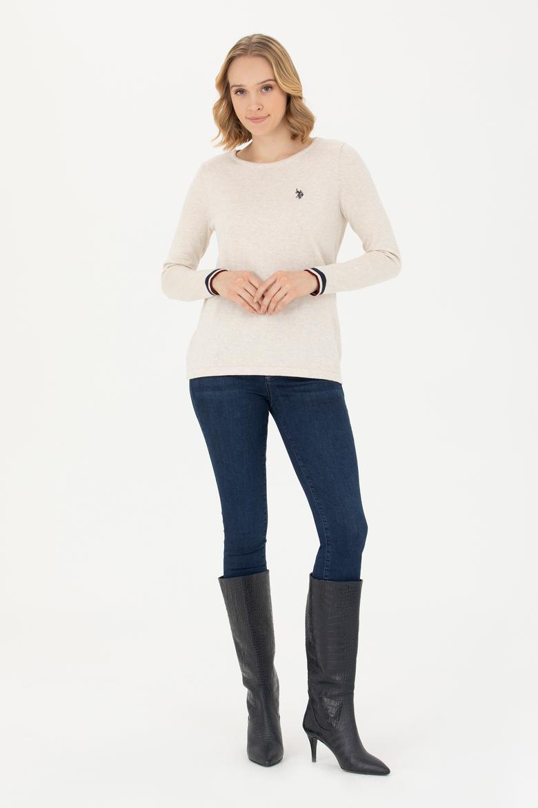 Kadın Taş Melanj Bisiklet Yaka Kazak - 50277262011