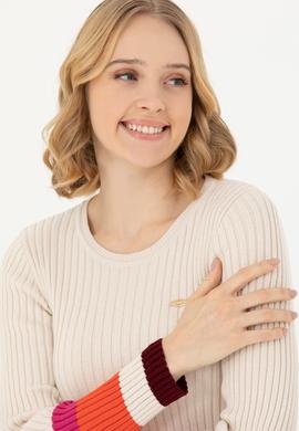 Kadın Krem Bisiklet Yaka Kazak - 50277306013