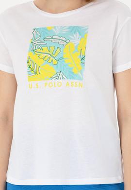 Kadın Beyaz Bisiklet Yaka Tişört - 50266334009