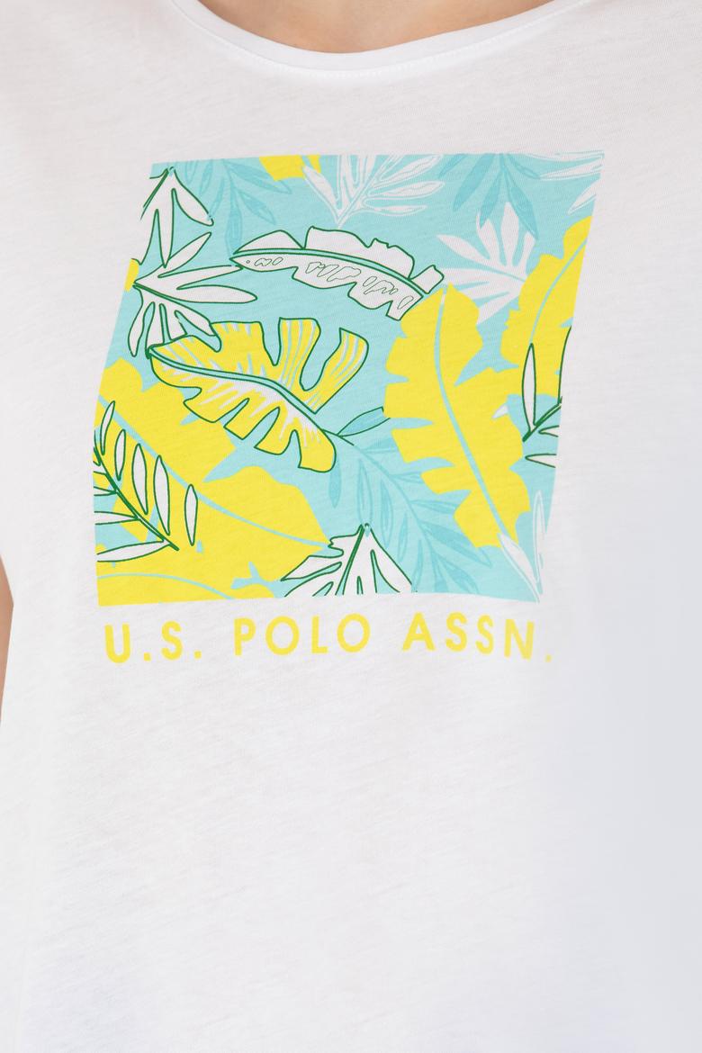 Kadın Beyaz Bisiklet Yaka Tişört - 50266334009