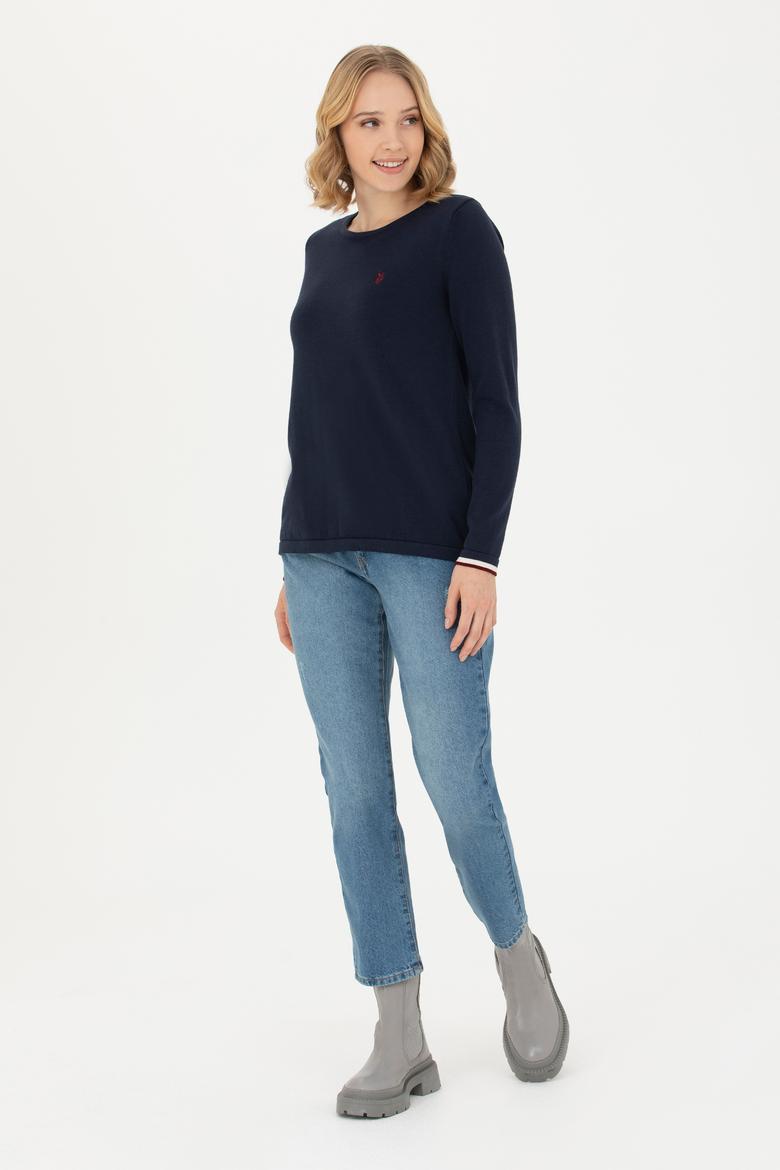 Kadın Lacivert Bisiklet Yaka Kazak - 50277262003