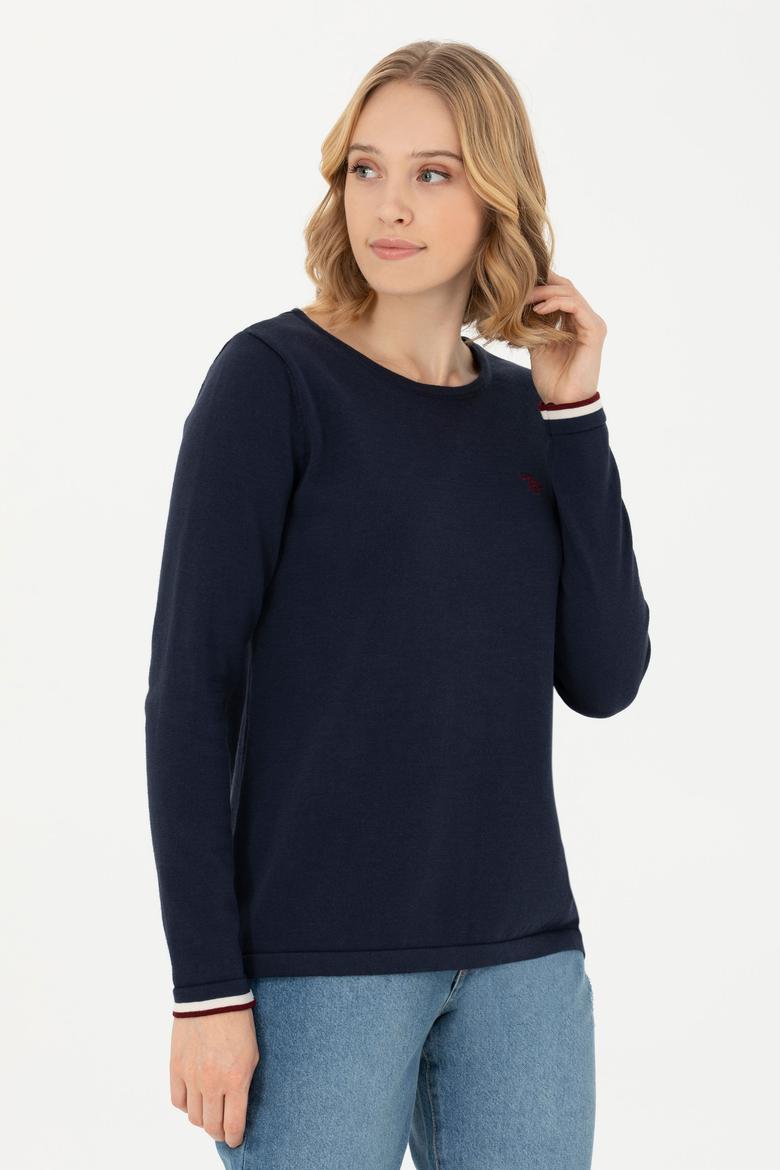 Kadın Lacivert Bisiklet Yaka Kazak