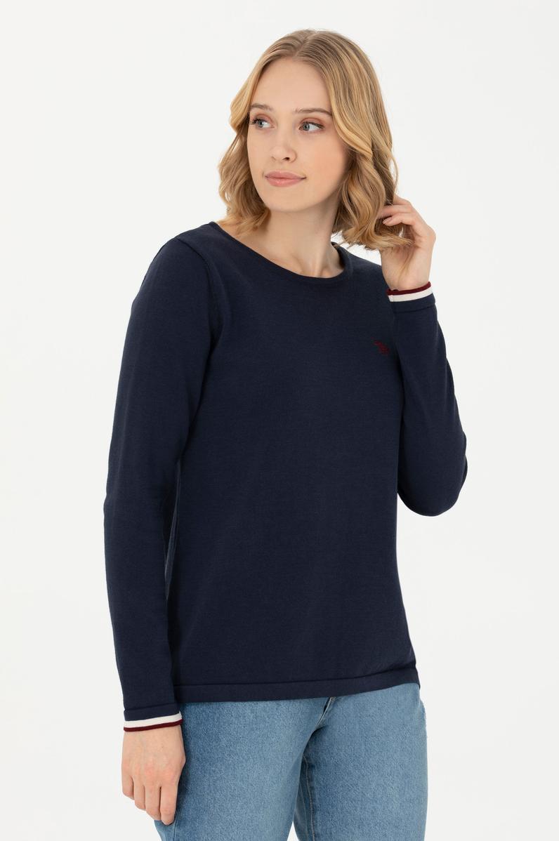 Kadın Lacivert Bisiklet Yaka Kazak