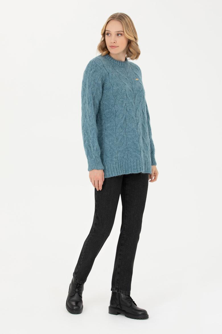 Kadın Petrol Bisiklet Yaka Kazak - 50270429011