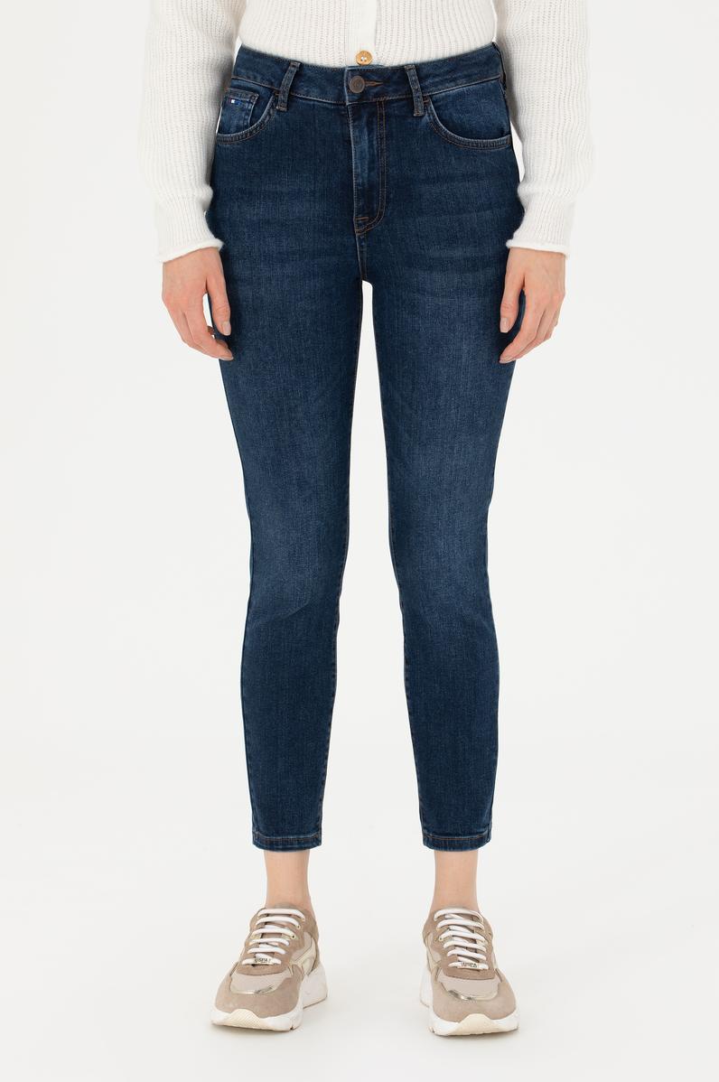 Kadın Koyu Mavi Jean Pantolon