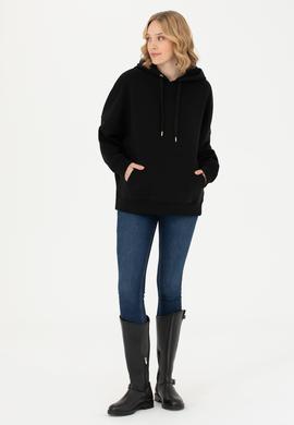 Kadın Siyah Kapüşonlu Sweatshirt - 50273081028