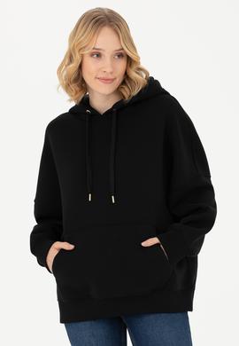 Kadın Siyah Kapüşonlu Sweatshirt - 50273081028