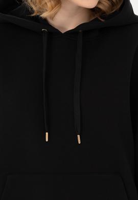 Kadın Siyah Kapüşonlu Sweatshirt - 50273081028