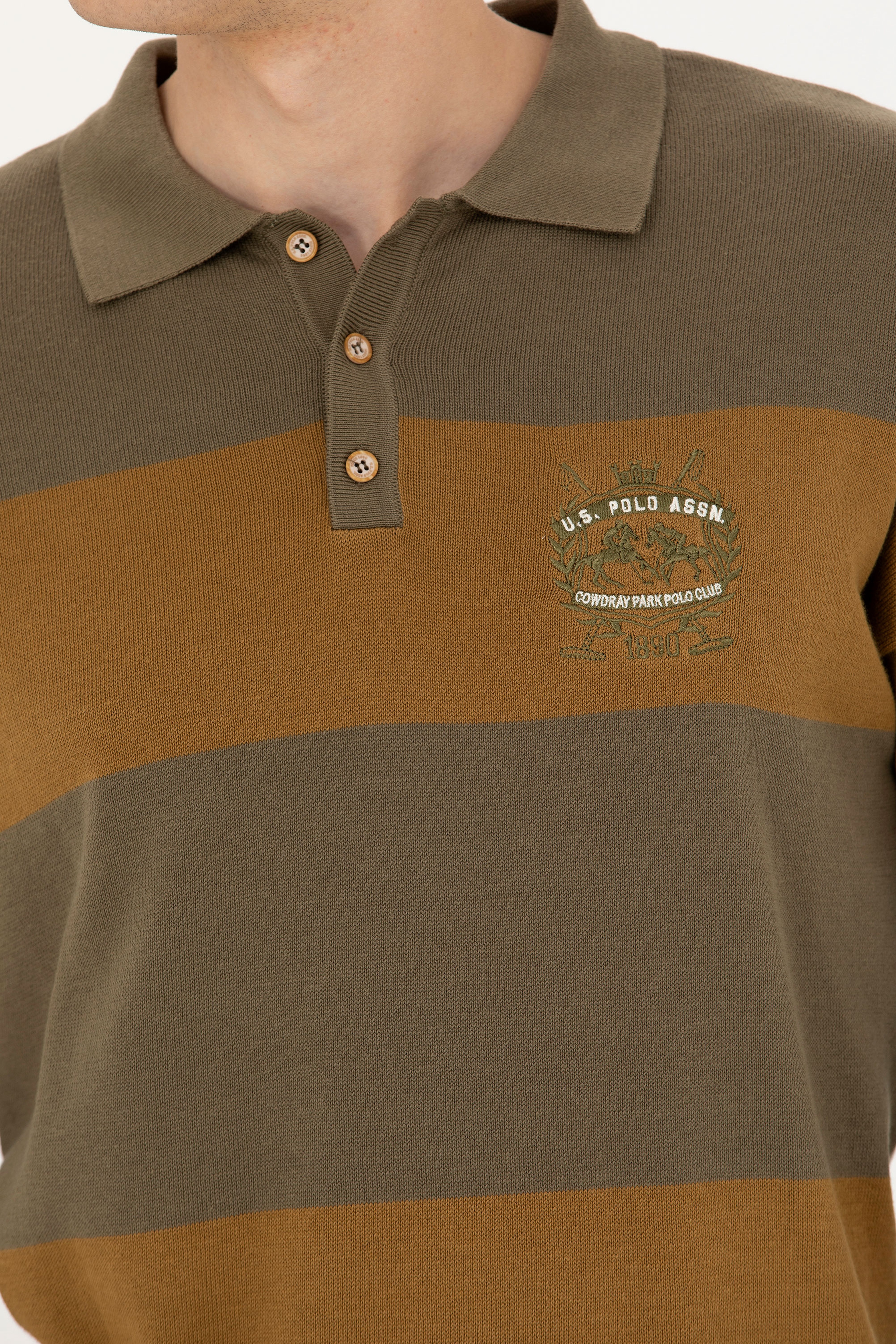 Erkek Haki Polo Yaka Kazak - Image 7