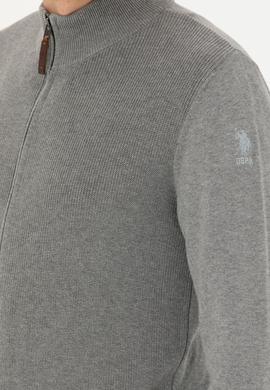 Erkek Gri Melanj Triko Hırka - 50277375014