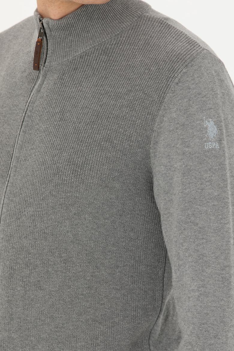 Erkek Gri Melanj Triko Hırka - 50277375014