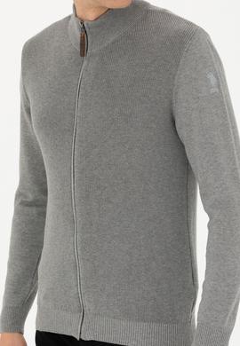 Erkek Gri Melanj Triko Hırka - 50277375014