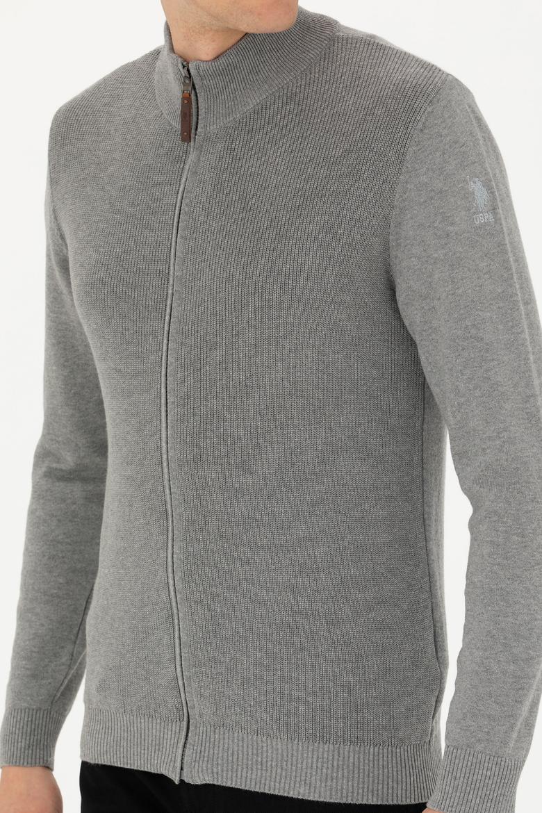 Erkek Gri Melanj Triko Hırka - 50277375014