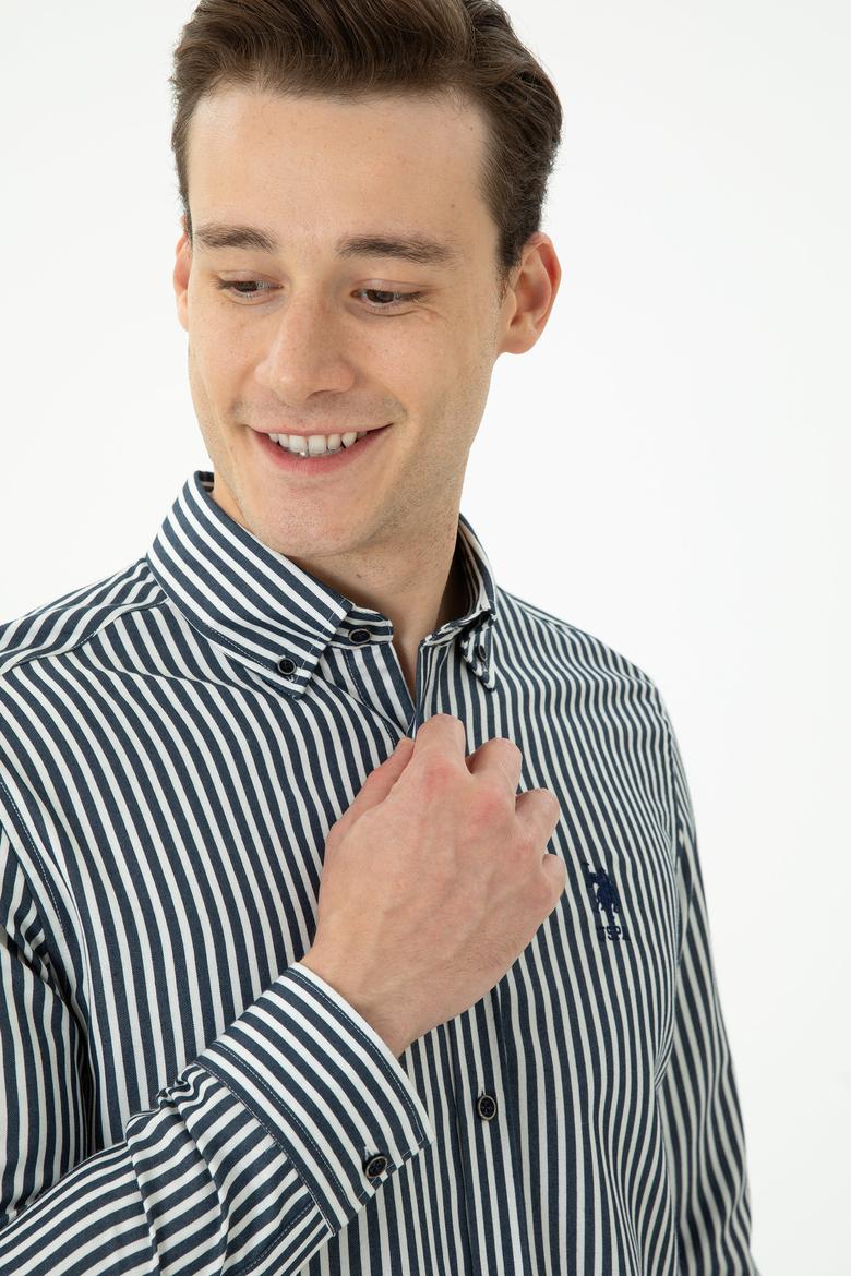 Erkek Lacivert Uzun Kollu Gömlek