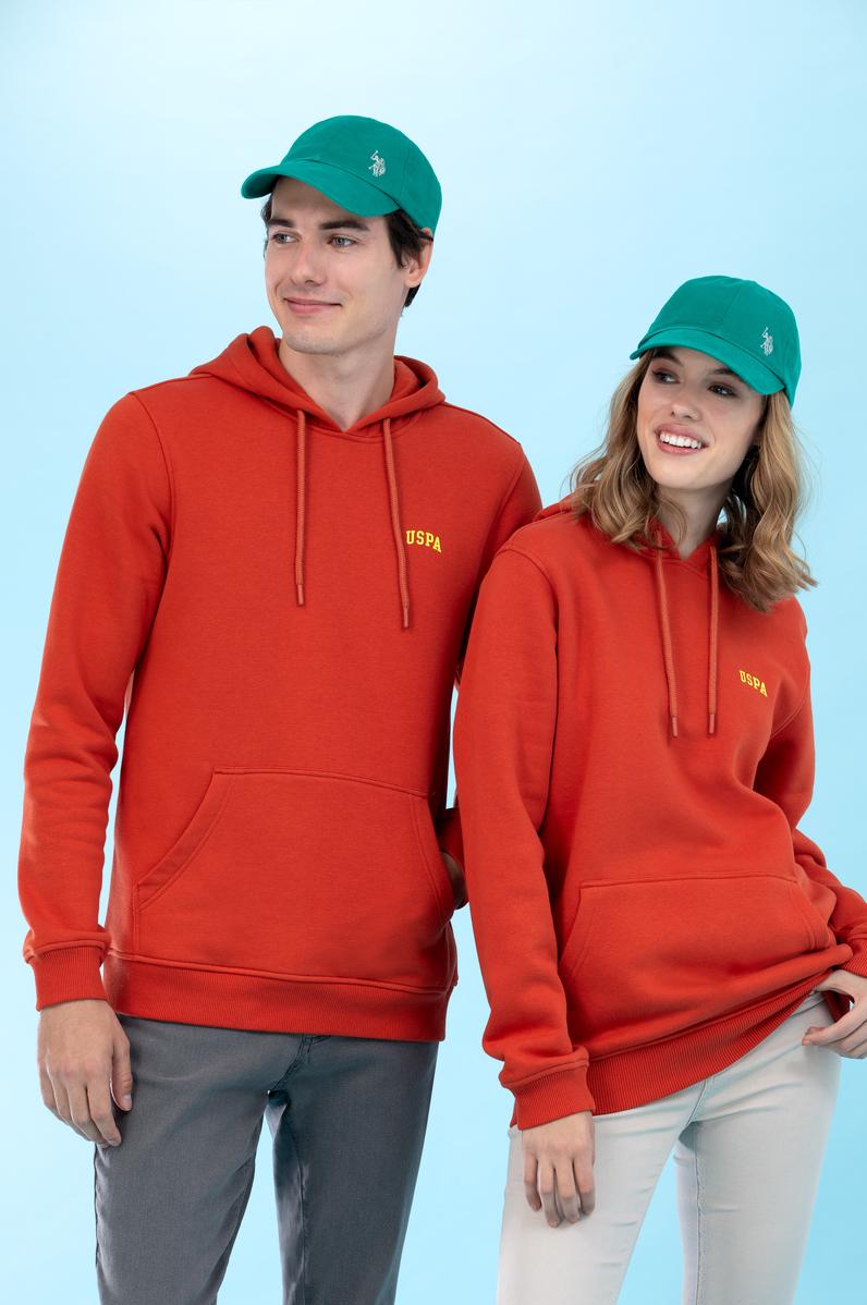 Kiremit Kapüşonlu Basic Sweatshirt
