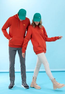 Kiremit Kapüşonlu Basic Sweatshirt - 50273935081