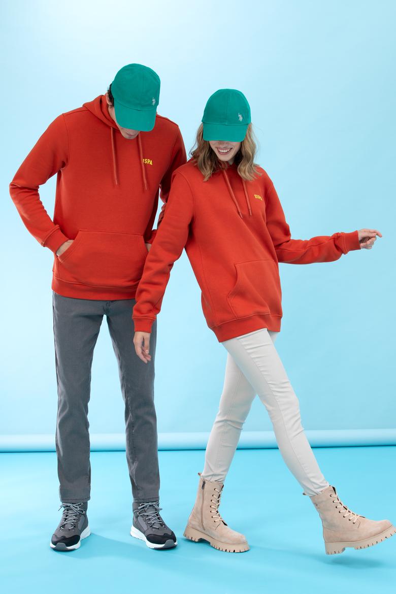 Kiremit Kapüşonlu Basic Sweatshirt