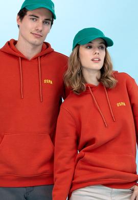 Kiremit Kapüşonlu Basic Sweatshirt - 50273935081