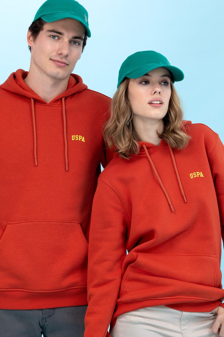 Kiremit Kapüşonlu Basic Sweatshirt - 50273935081