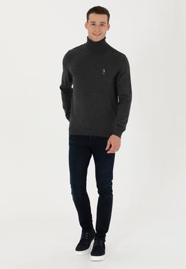 Erkek Antrasit Melanj Basic Kazak - 50268935032