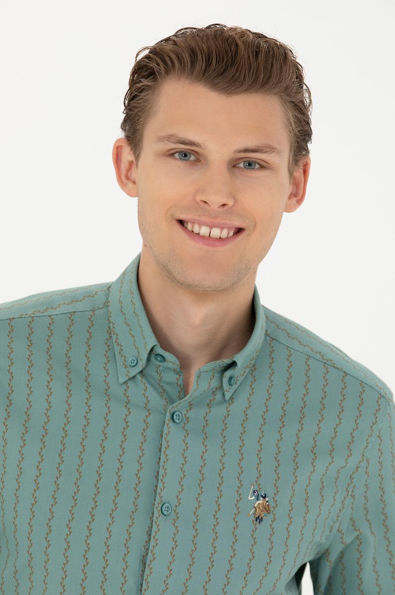 Erkek Mint Uzun Kollu Gömlek