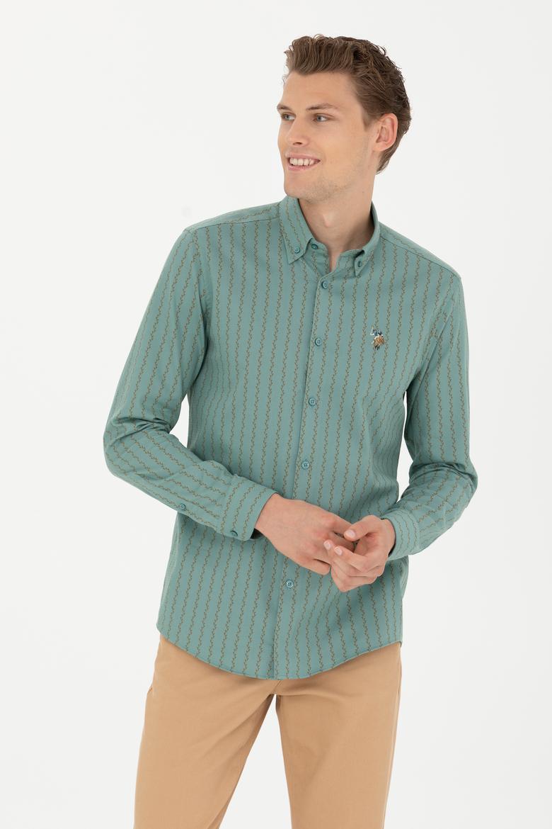Erkek Mint Uzun Kollu Gömlek