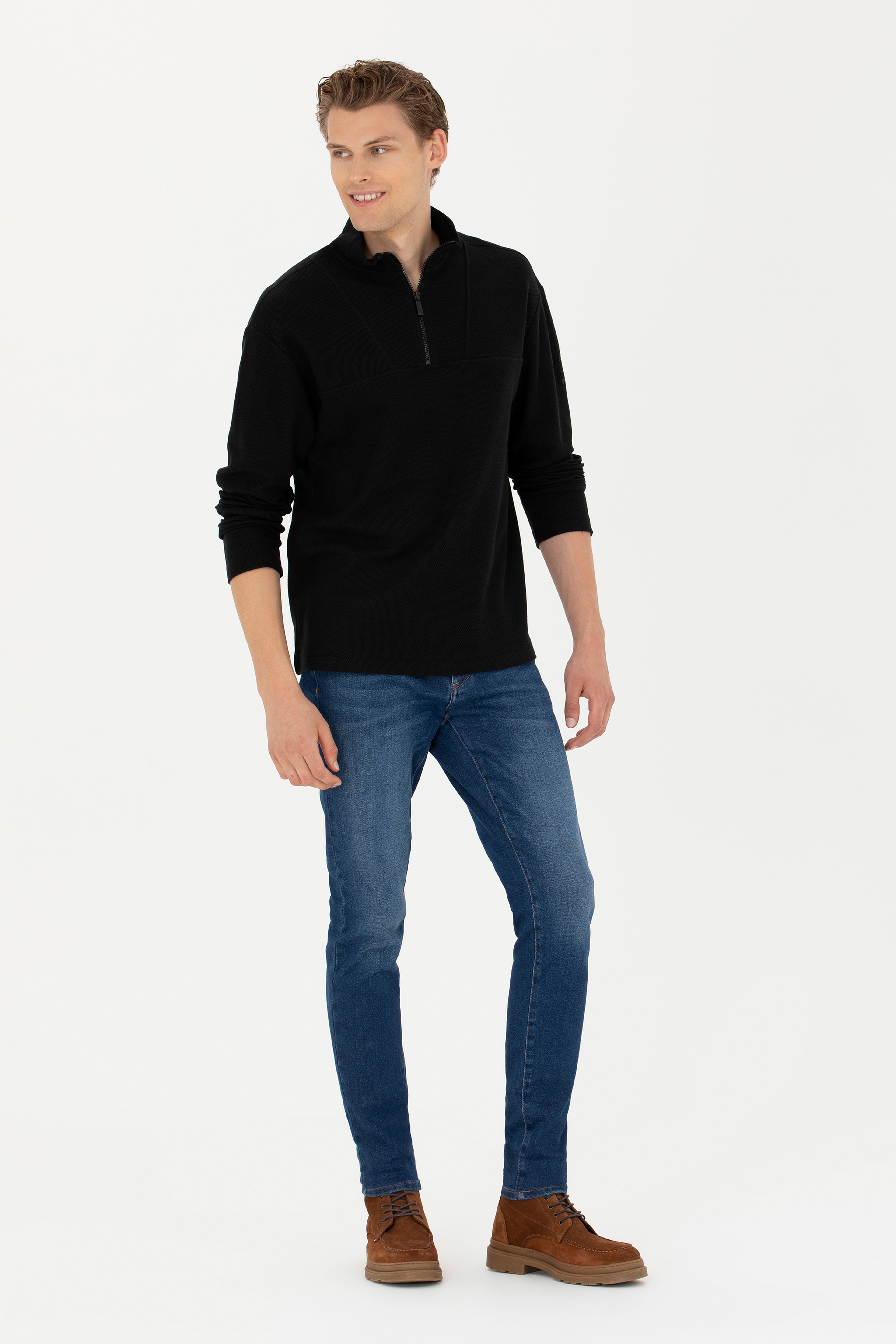 Erkek Siyah Sweatshirt - Image 4