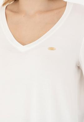 Kadın Ekru V Yaka Sweatshirt - 50271543021